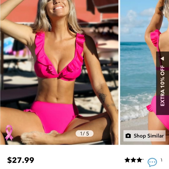 Cupshe Pink Bikini - Size Medium - includes top/bottom - Picture 2 of 5